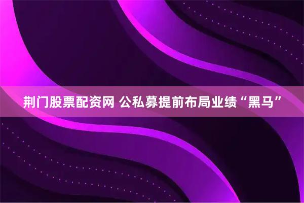 荆门股票配资网 公私募提前布局业绩“黑马”