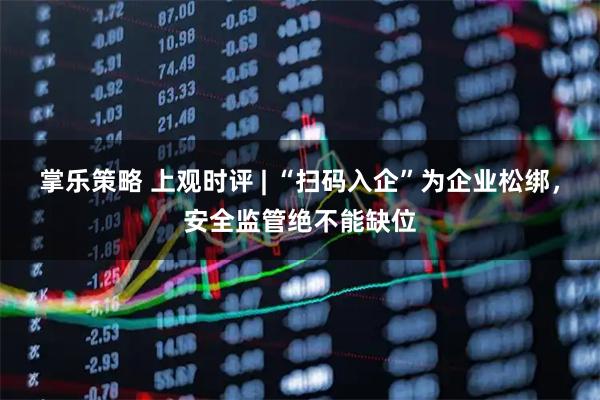 掌乐策略 上观时评 | “扫码入企”为企业松绑，安全监管绝不能缺位
